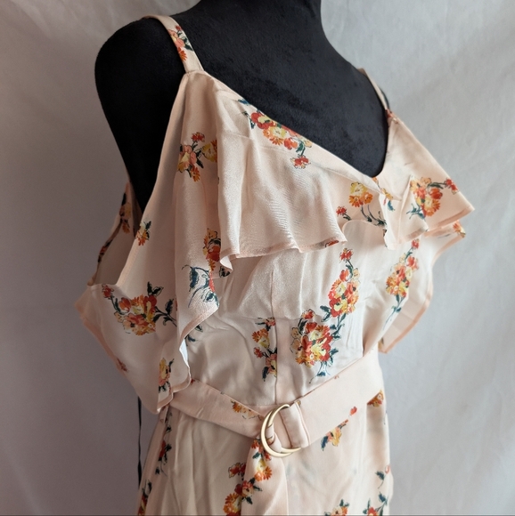 100% Mulberry Silk Armelle Light Peach Off the Shoulder Dress Size 8 - Picture 8 of 14